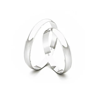 Par Argollas Matrimonio de Oro Blanco 18kt Alexandrina de 3,0mm
