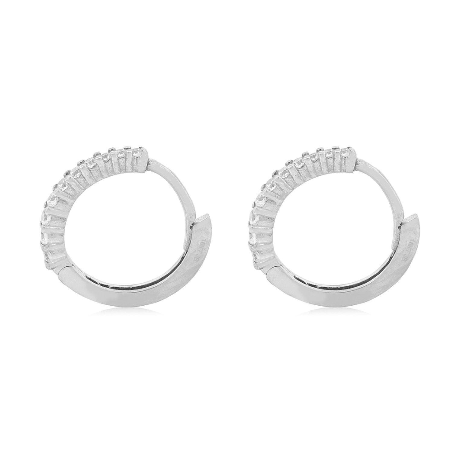 Aros de Oro Blanco 18kt Argollas Pequeñas con Circonita 2