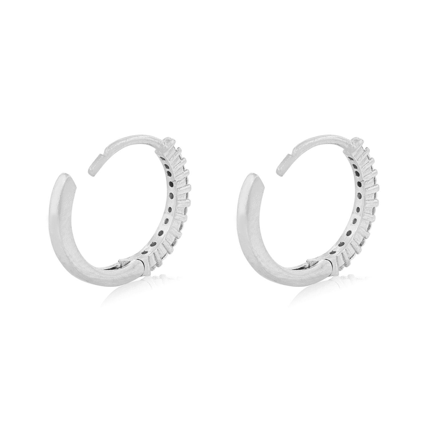 Aros de Oro Blanco 18kt Argollas Pequeñas con Circonita 3
