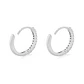Aros de Oro Blanco 18kt Argollas Pequeñas con Circonita - Miniatura 3