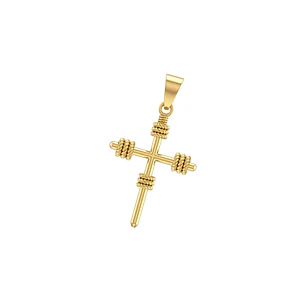 Colgante de Oro Miel 18kt Cruz Mediana
