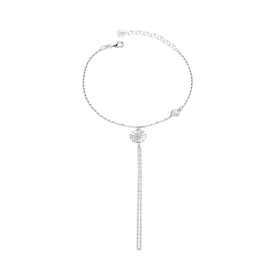 Pulsera de Plata Esterlina 925 Anillo Trébol Circonita