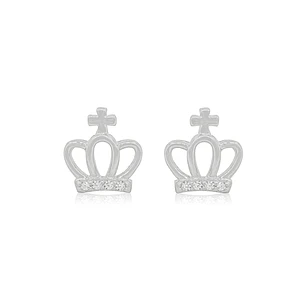 Aros de Plata Esterlina 925 Corona Cruz
