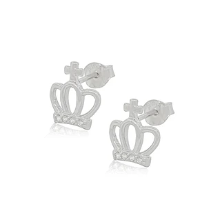 Aros de Plata Esterlina 925 Corona Cruz
