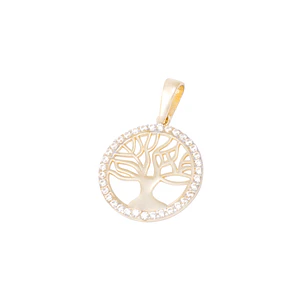 Colgante de Oro de 18kt Circonitas Arbol de la vida grande