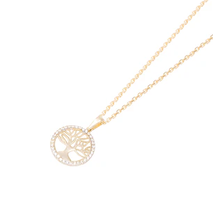 Colgante de Oro de 18kt Circonitas Arbol de la vida grande