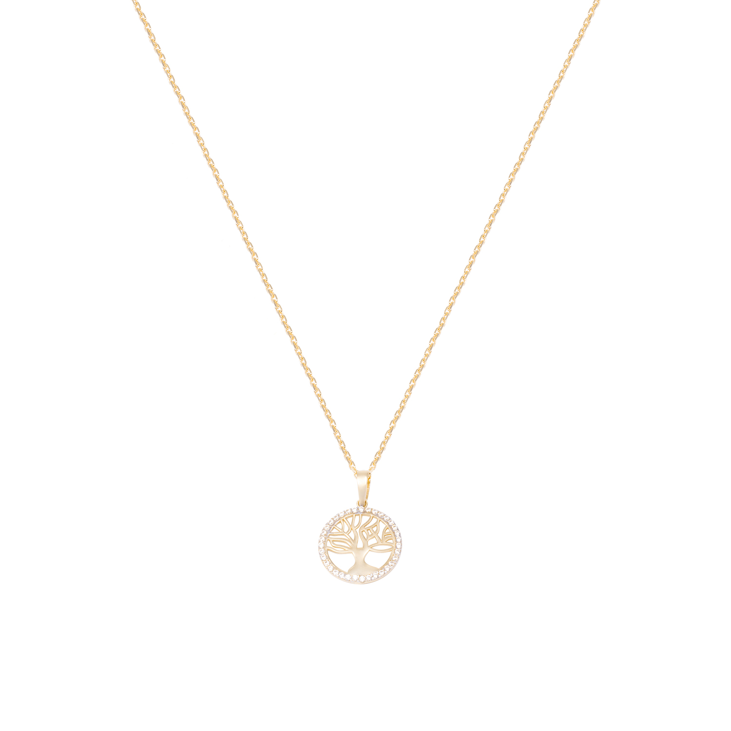 Colgante de Oro de 18kt Circonitas Arbol de la vida grande 3