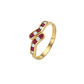 Anillo Oro Miel 18kt Ondas con Circonitas Rubí - Miniatura 1