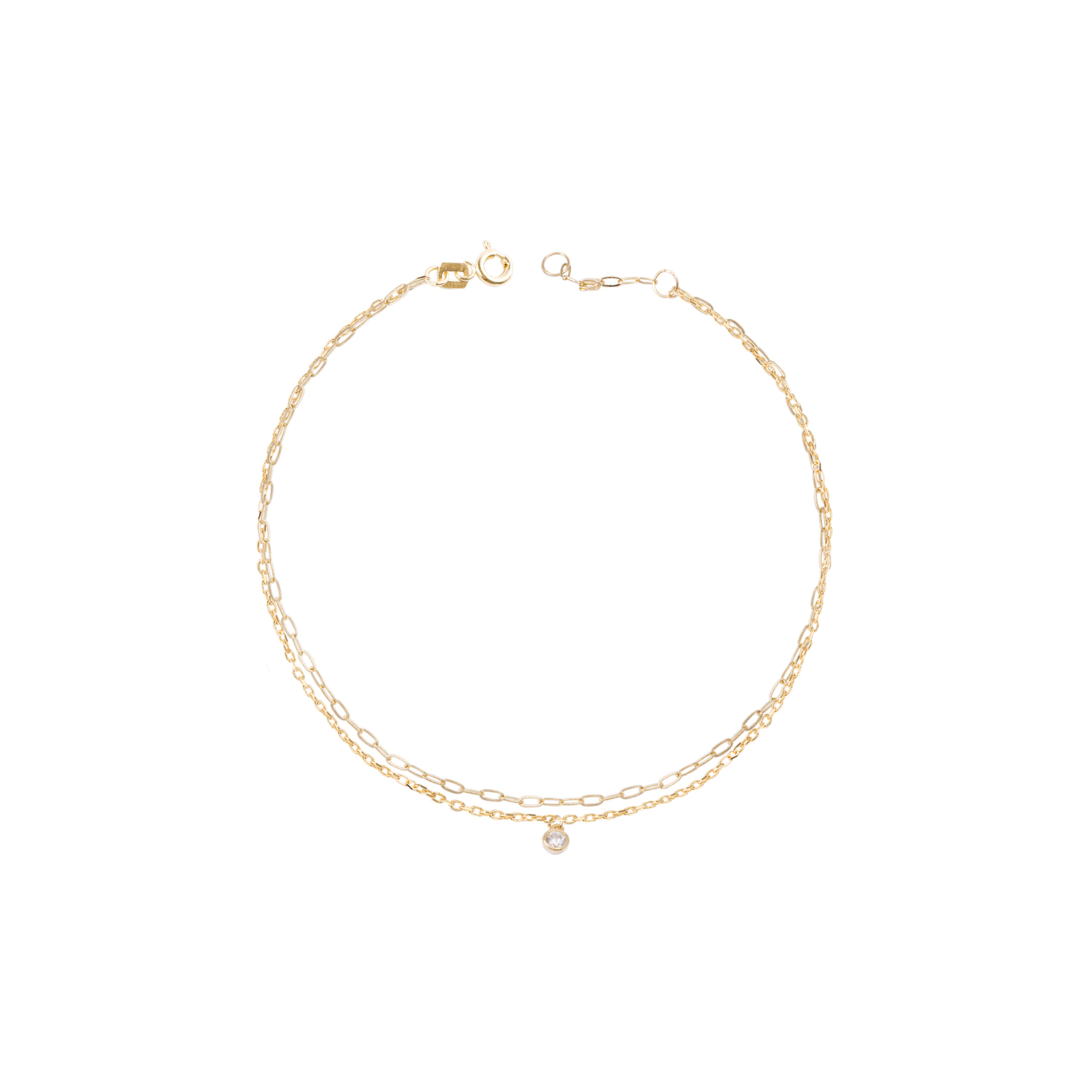 Tobillera Oro Amarillo 18kt Doble Cadena 1