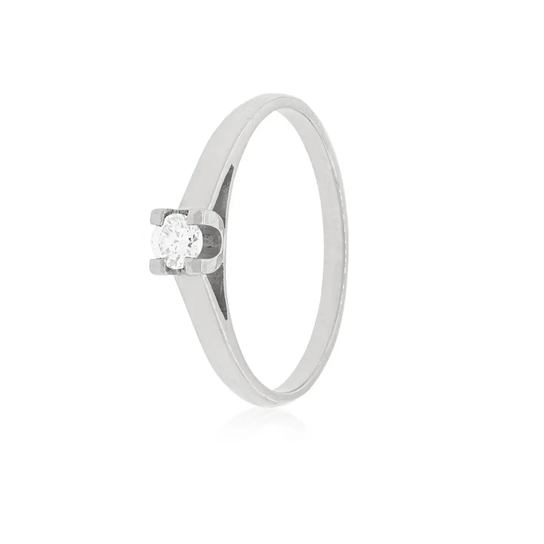 Anillo Compromiso Oro Blanco 18kt  Nápoles 1x6ptos Diamante 1