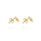 Aros de Oro 18kt Flor Circón 10 petalos. - Miniatura 3