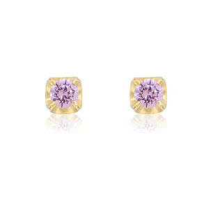 Aros de Oro 18kt Chaton Rosa de Francia de 2,5mm