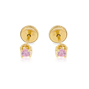 Aros de Oro 18kt Chaton Rosa de Francia de 2,5mm