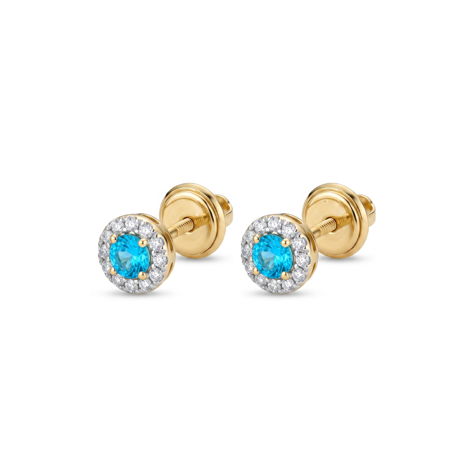 Aros de Oro 18kt Circulo de Agua Marina 1