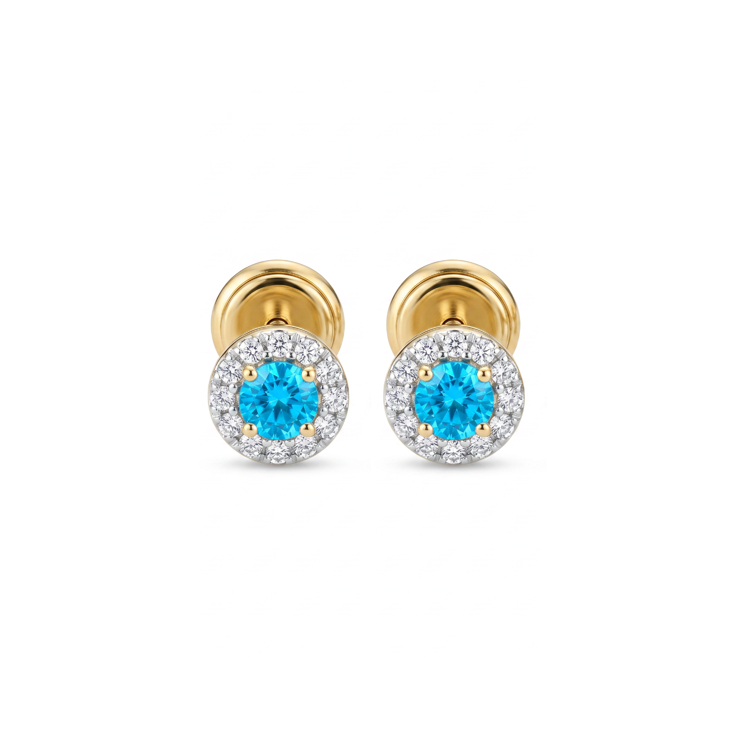 Aros de Oro 18kt Circulo de Agua Marina 2