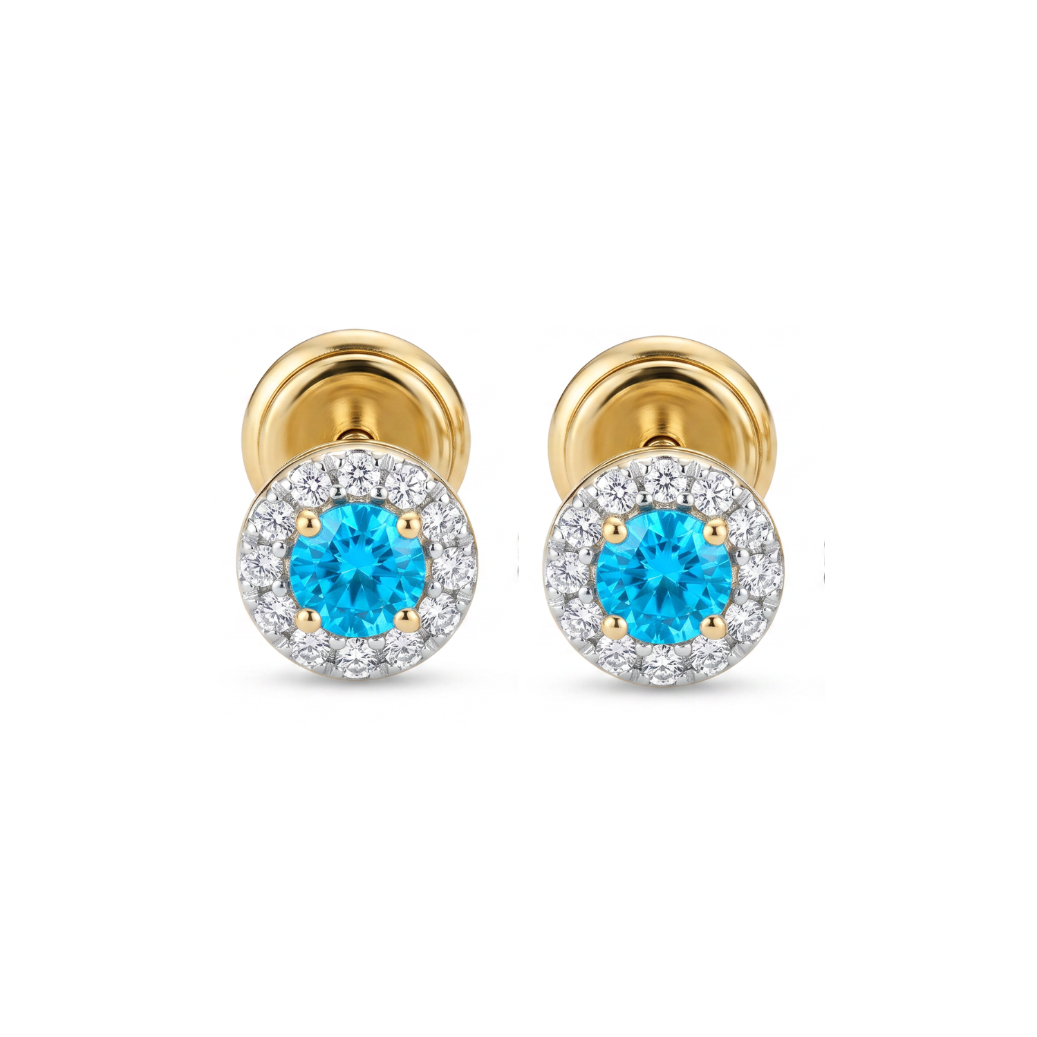 Aros de Oro 18kt Circulo de Agua Marina 3