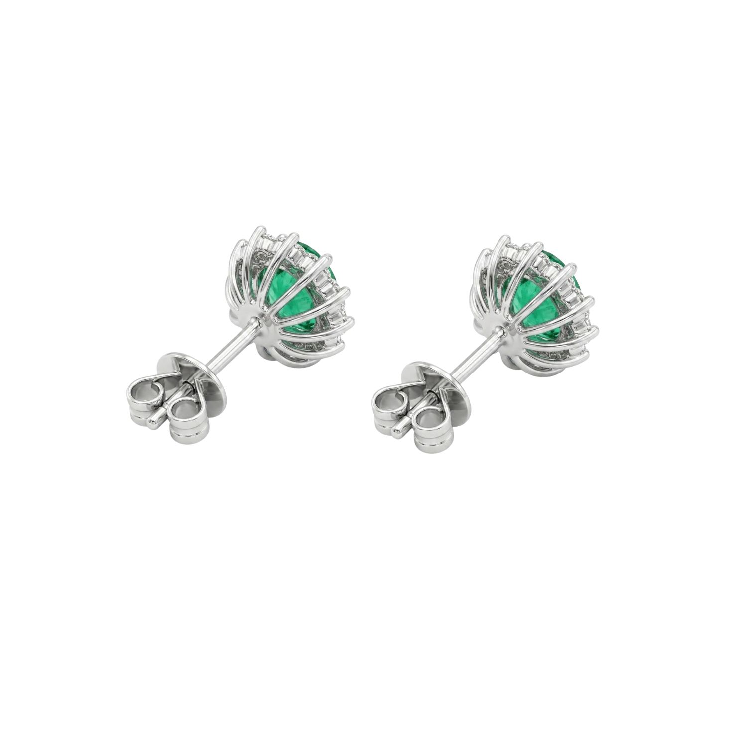 Aros Oro Blanco 18Kt Diamantes 41Pts Esmeralda Central 2
