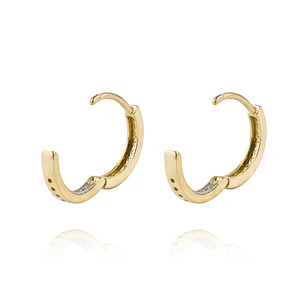 Aros de Oro 18kt Argollas con Circon de Riel AUB