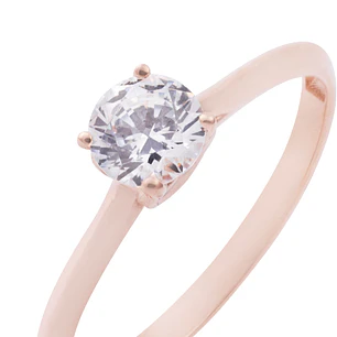 Anillo Oro Miel 18kt Solitario Clásico