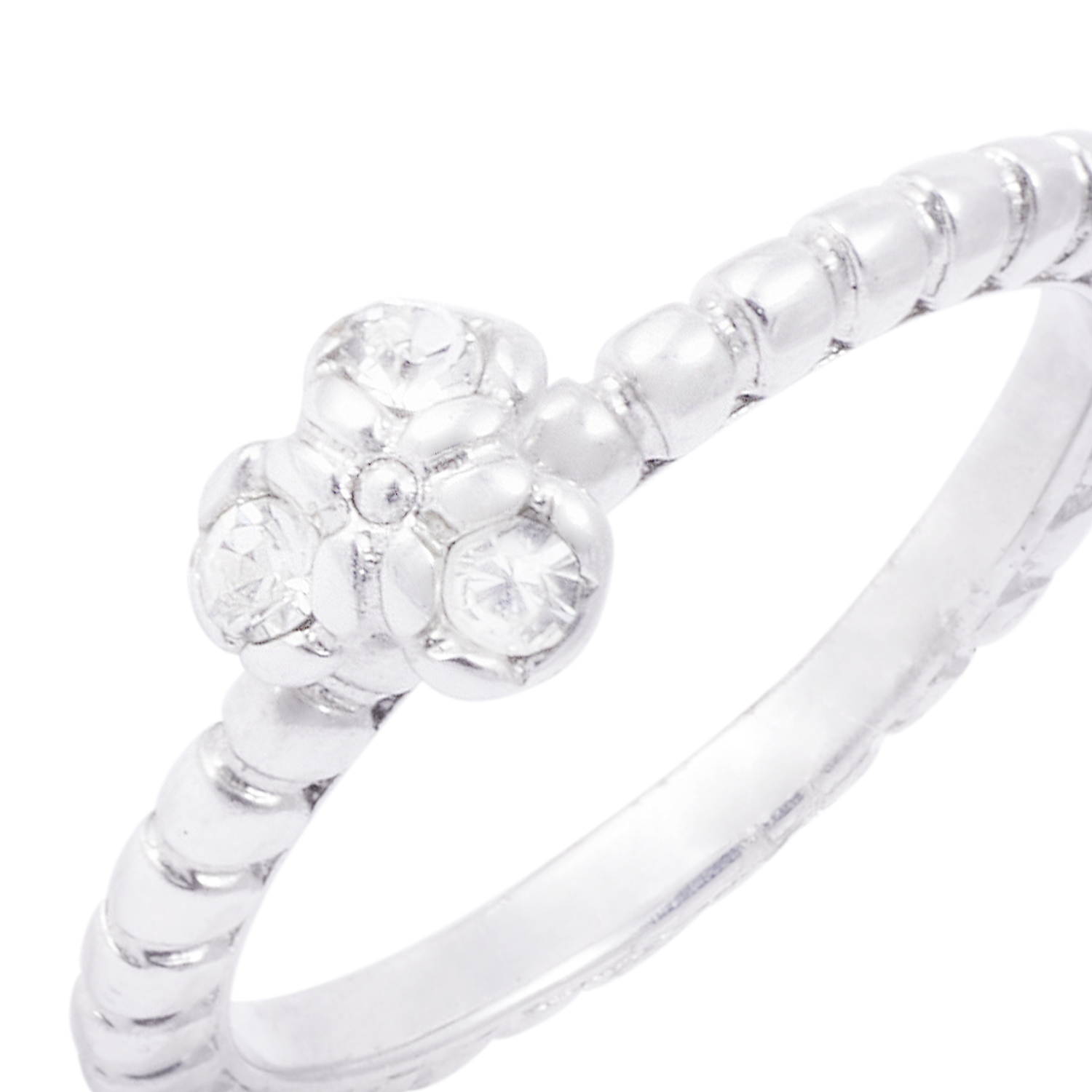 Anillo de Plata Esterlina 925 Circonitas Brillantes Central 2mm 2