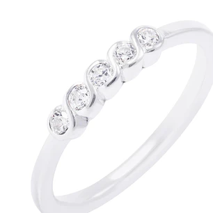 Anillo de Plata Esterlina Medio Cintillo Cinco Circones