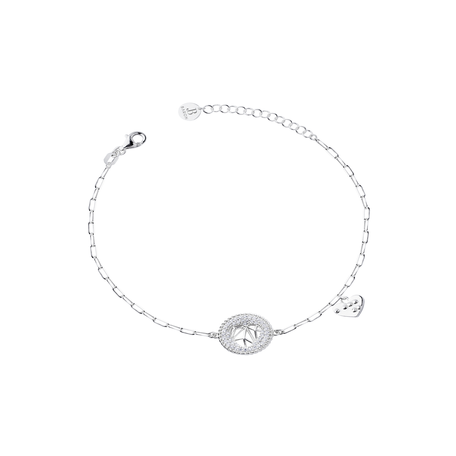 Pulsera de Plata Esterlina 925 Círculo Circonita Corazón 1