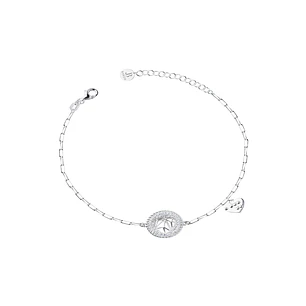 Pulsera de Plata Esterlina 925 Círculo Circonita Corazón