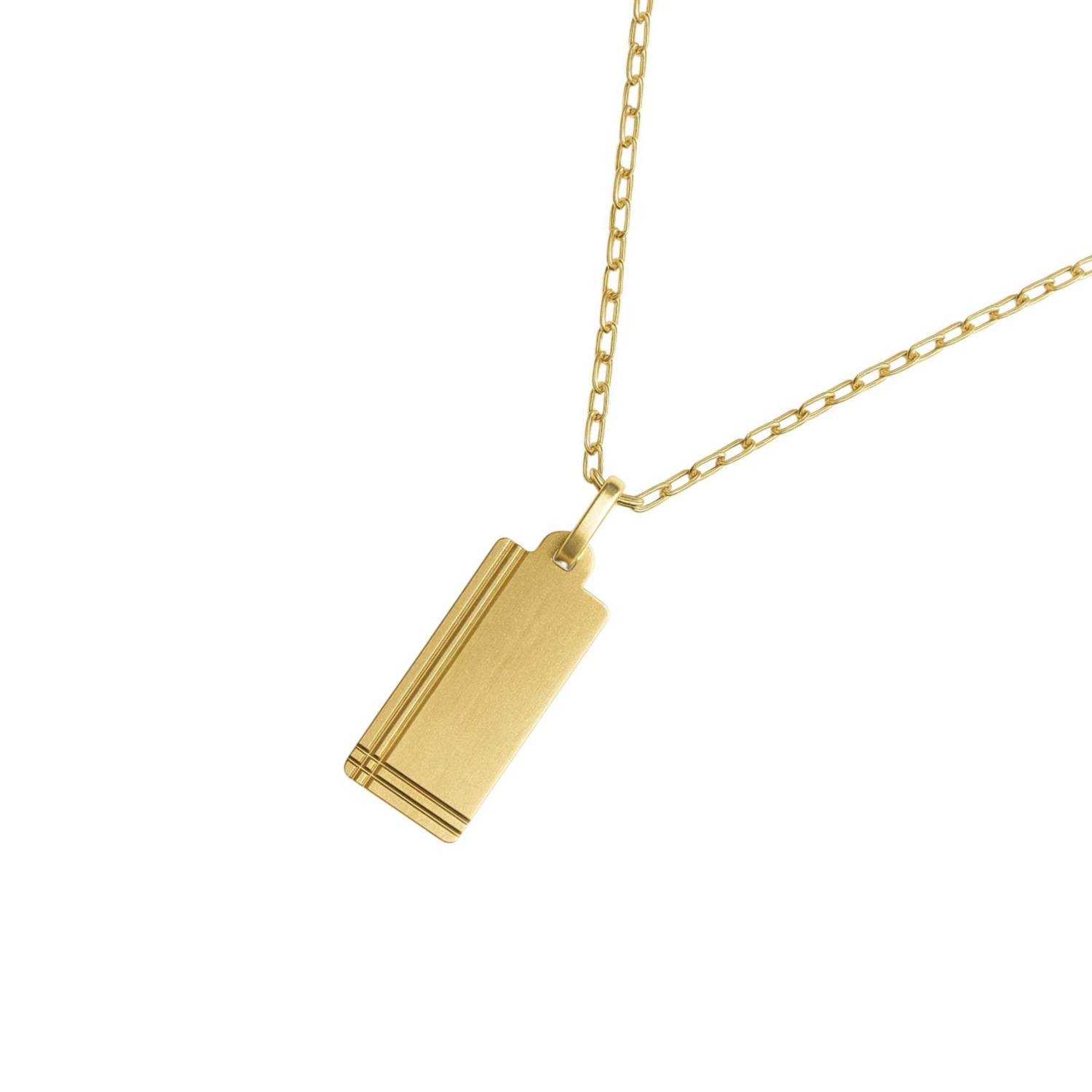 Colgante Oro Miel 18kt Placa Borde Linea Paralela 2