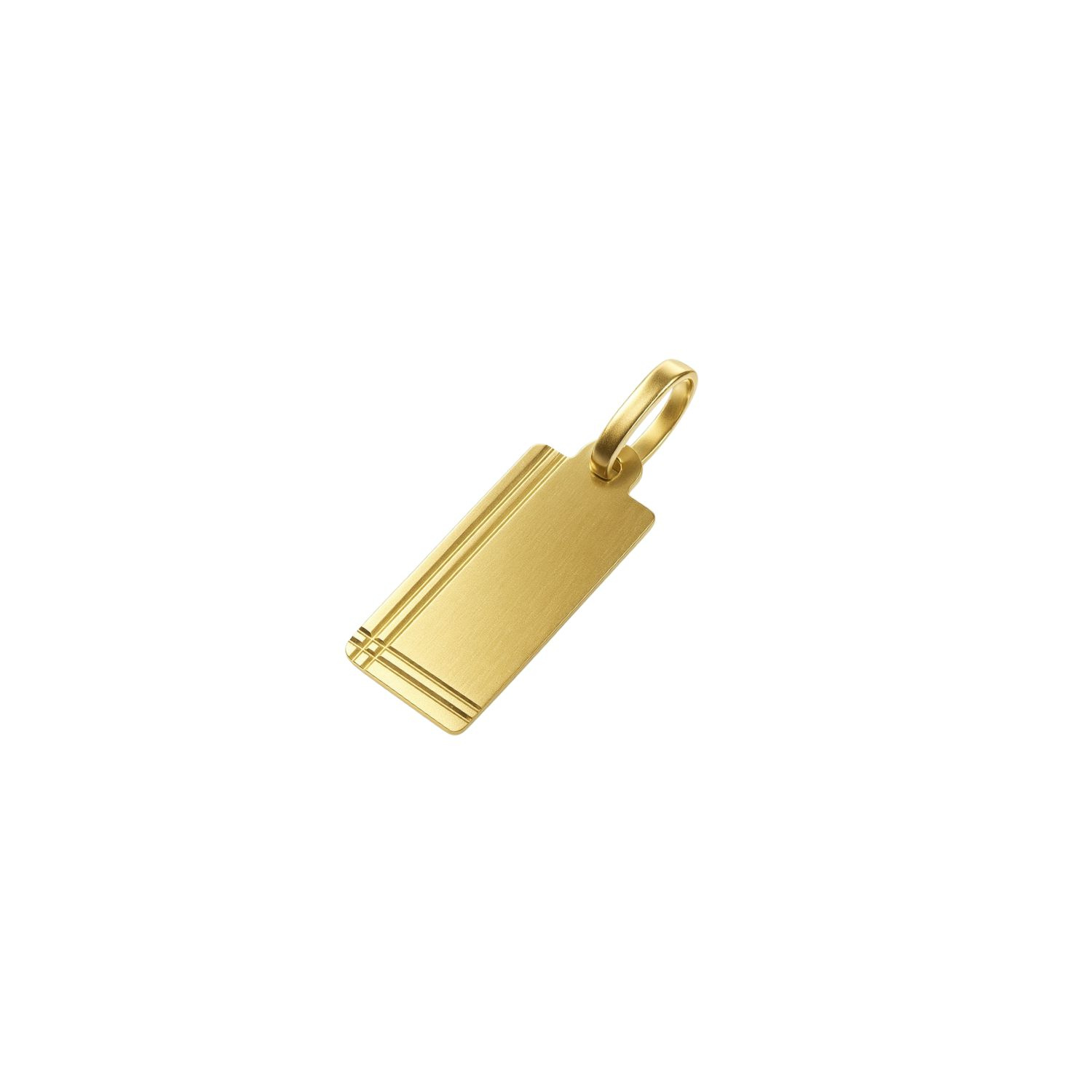 Colgante Oro Miel 18kt Placa Borde Linea Paralela 3