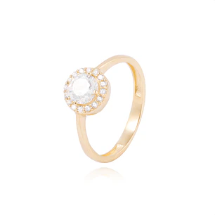 Anillo Compromiso de Oro 18Kt Circón Roseta