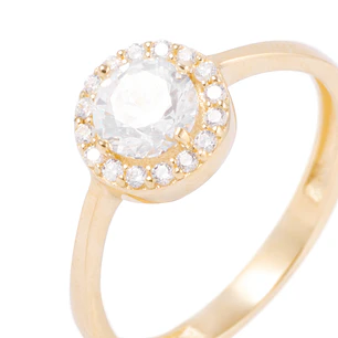 Anillo Compromiso de Oro 18Kt Circón Roseta