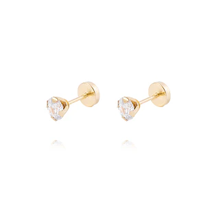 Aros de Oro 18kt Circón 5mm