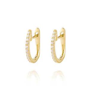 Aros de Oro 18kt Argollas Circón en U