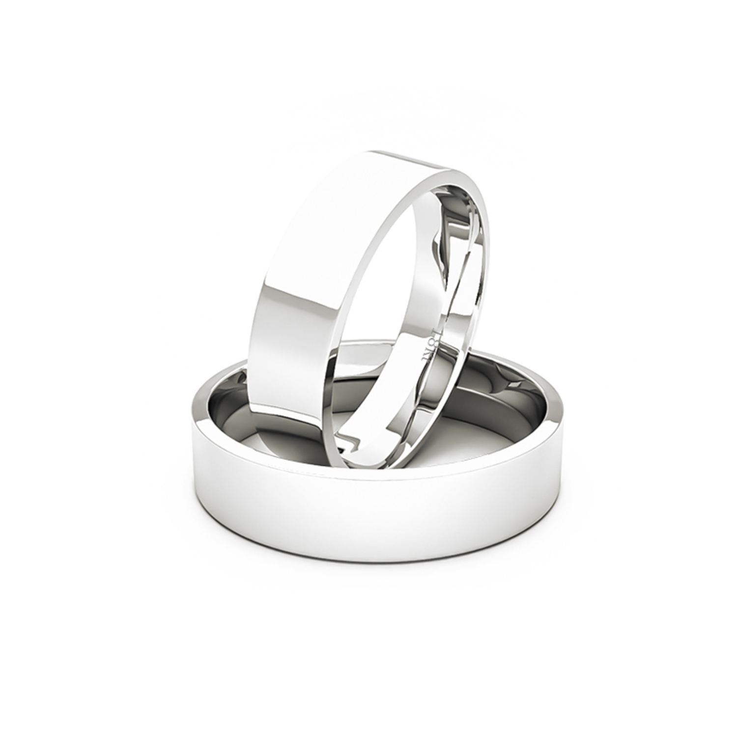 Par Argollas Matrimonio de Oro Blanco 18kt Tubo Sagres de 5,0mm 1