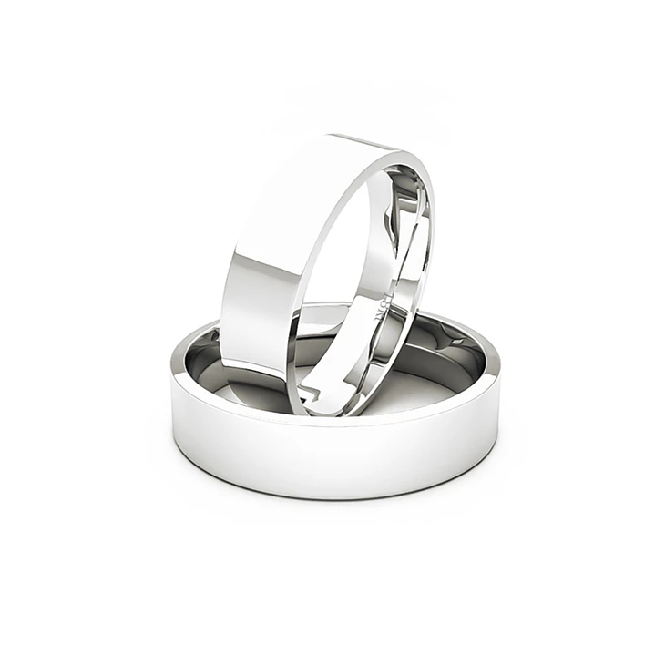 Par Argollas Matrimonio de Oro Blanco 18kt Tubo Sagres de 5,0mm 1
