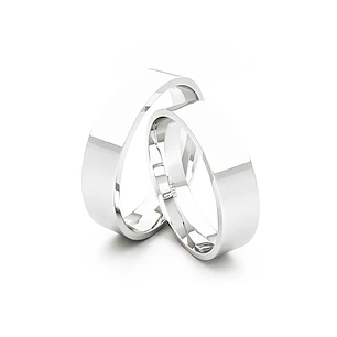Par Argollas Matrimonio de Oro Blanco 18kt Tubo Sagres de 5,0mm