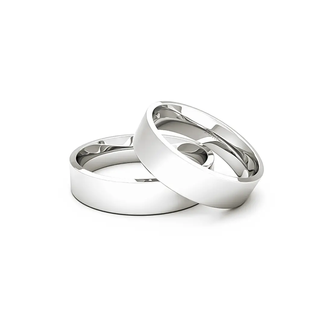 Par Argollas Matrimonio de Oro Blanco 18kt Tubo Sagres de 5,0mm 3