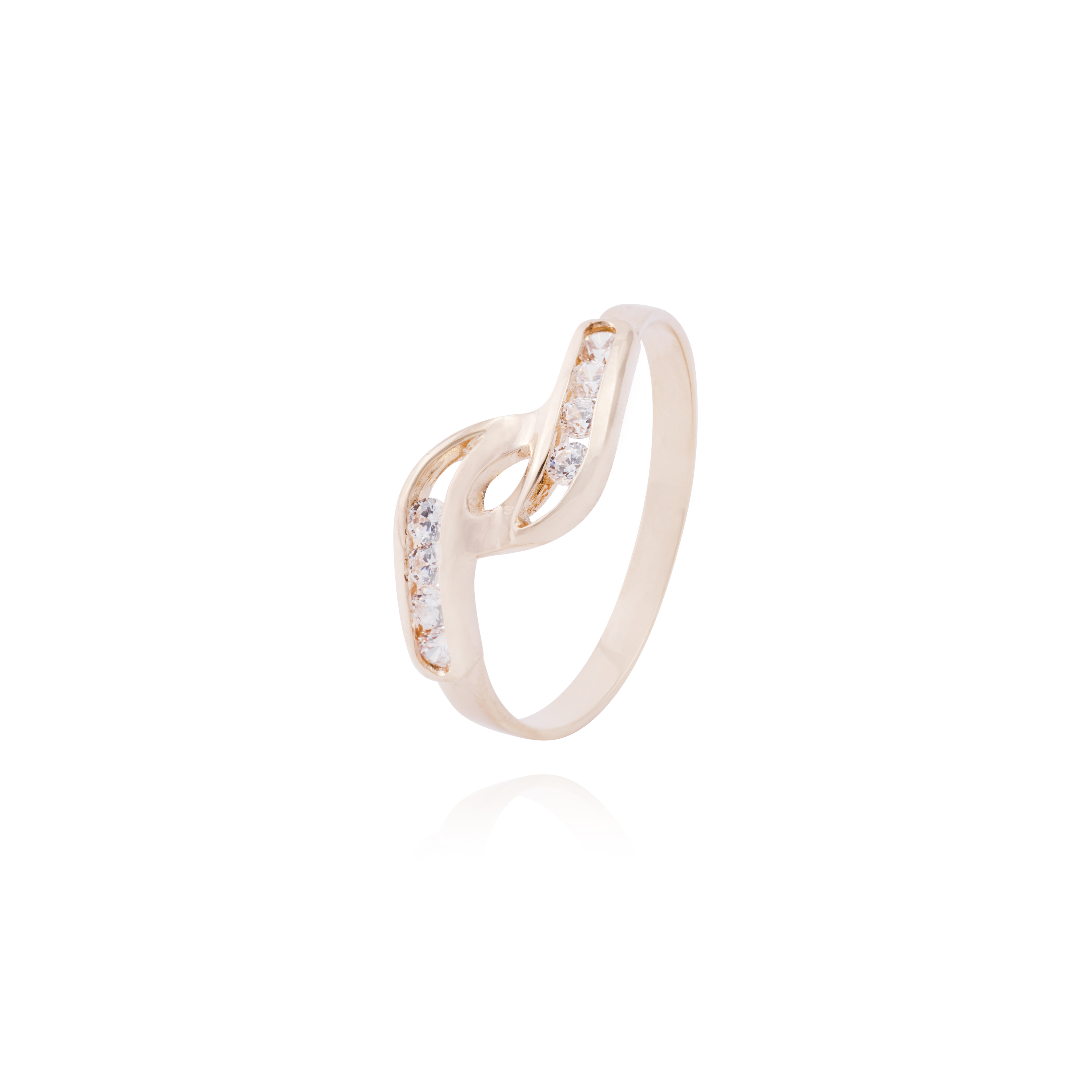 Anillo Oro Miel 18kt Doble Circonita 1