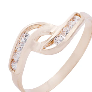 Anillo Oro Miel 18kt Doble Circonita
