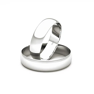 Par de Argollas Oro Blanco 18kt Modelo Inglés Vicenza 4mm