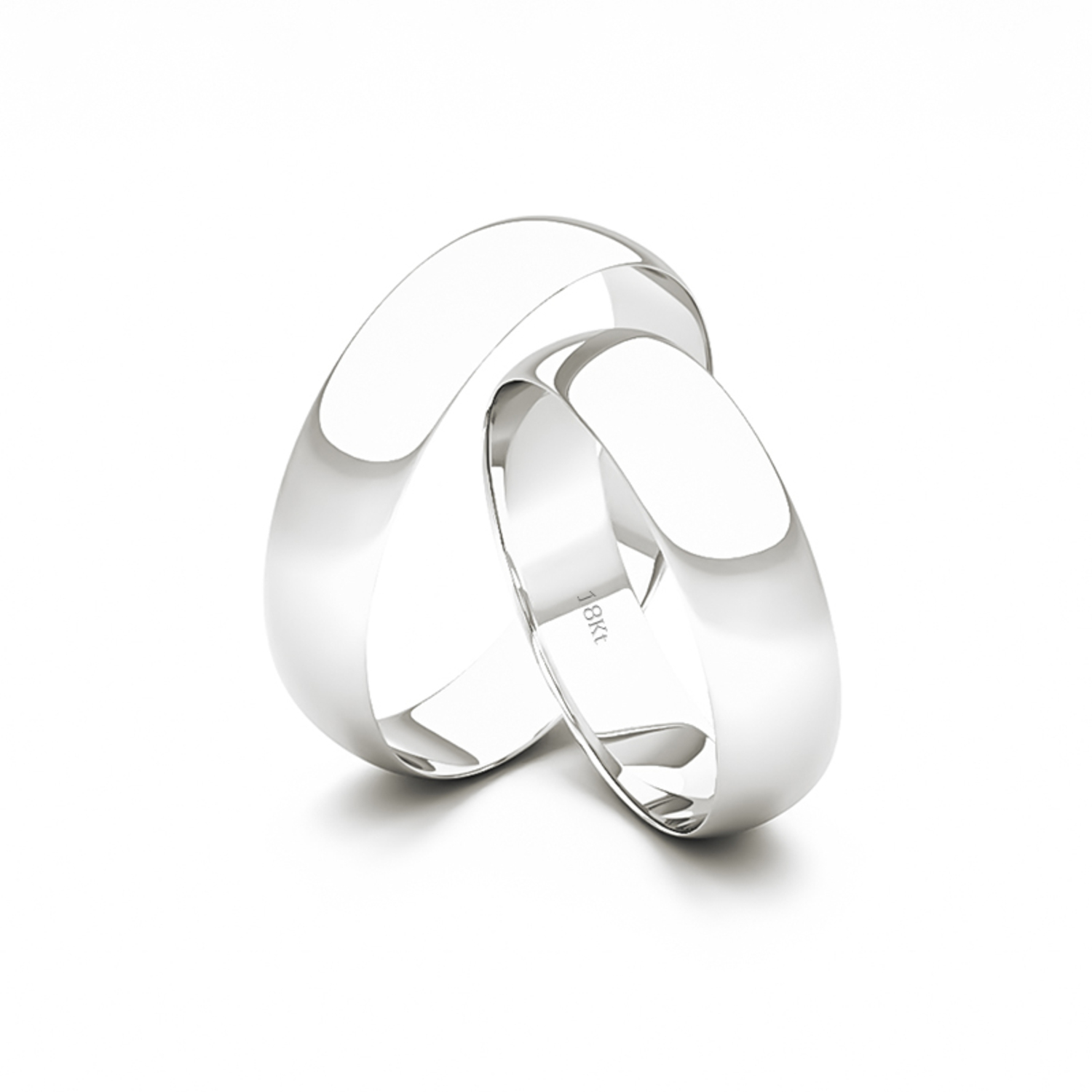 Par de Argollas Oro Blanco 18kt Modelo Inglés Vicenza 4mm 2