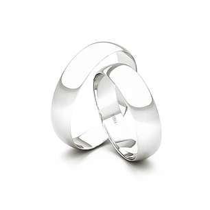 Par de Argollas Oro Blanco 18kt Modelo Inglés Vicenza 4mm