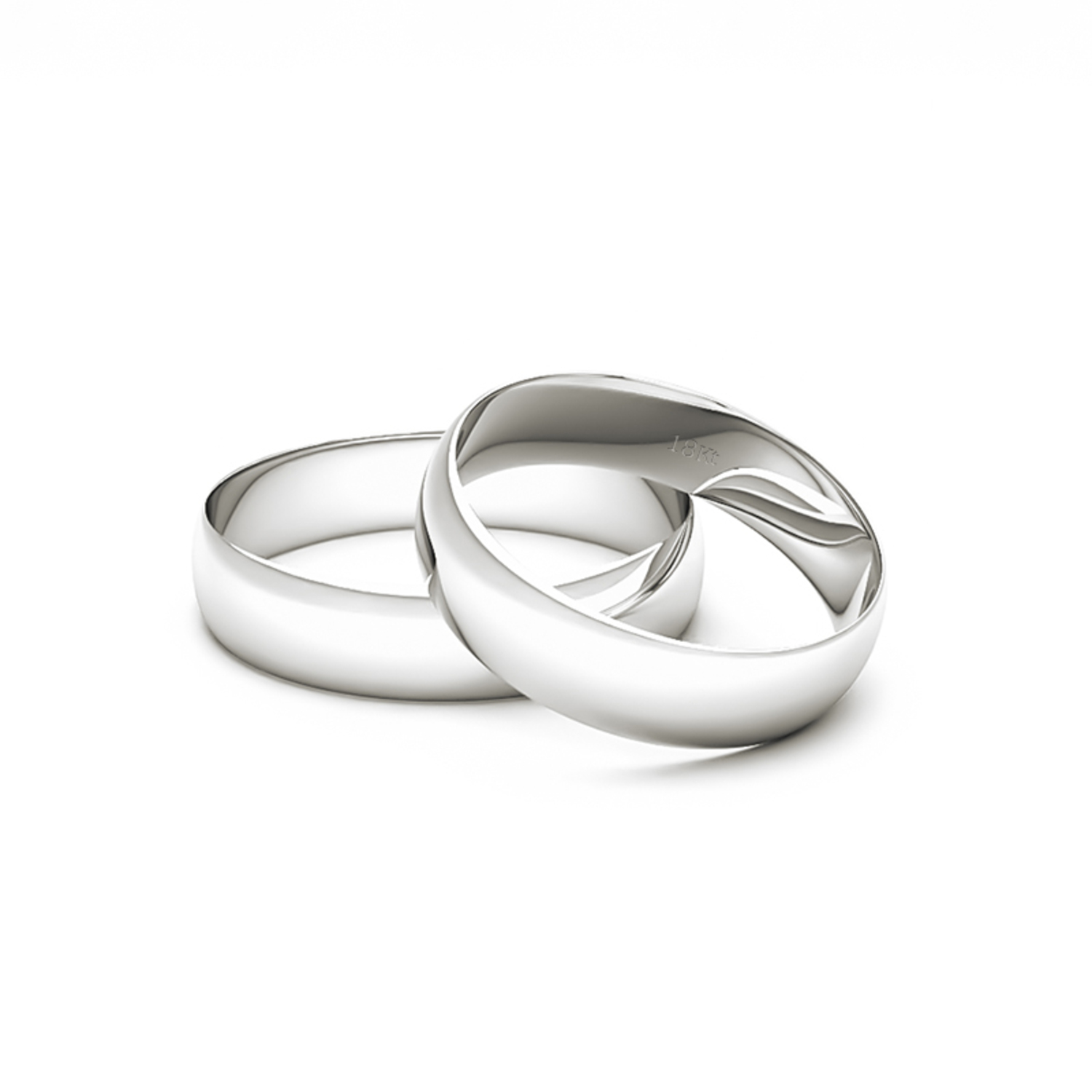 Par de Argollas Oro Blanco 18kt Modelo Inglés Vicenza 4mm 3