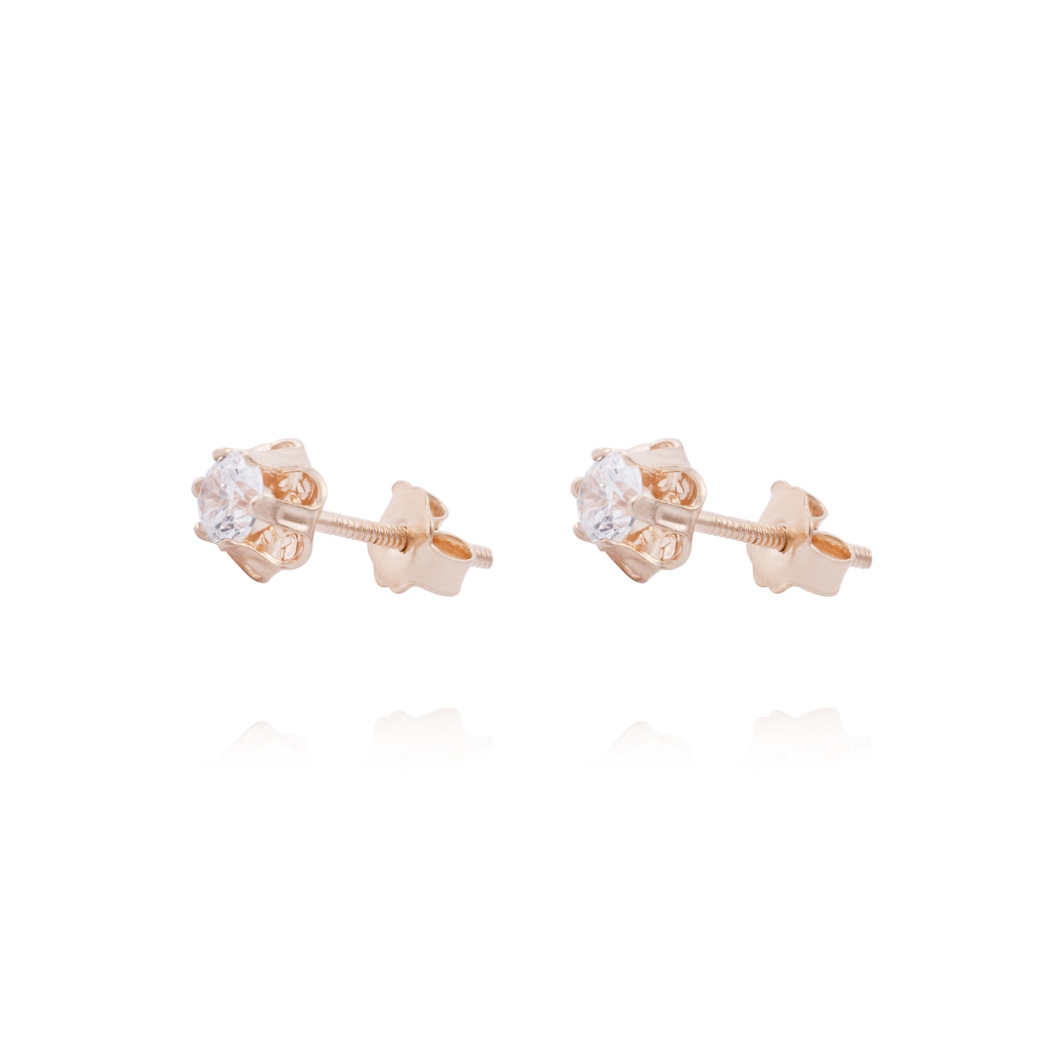 Aros en Oro Miel 18kt Circón 4mm 1