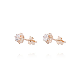 Aros en Oro Miel 18kt Circón 4mm