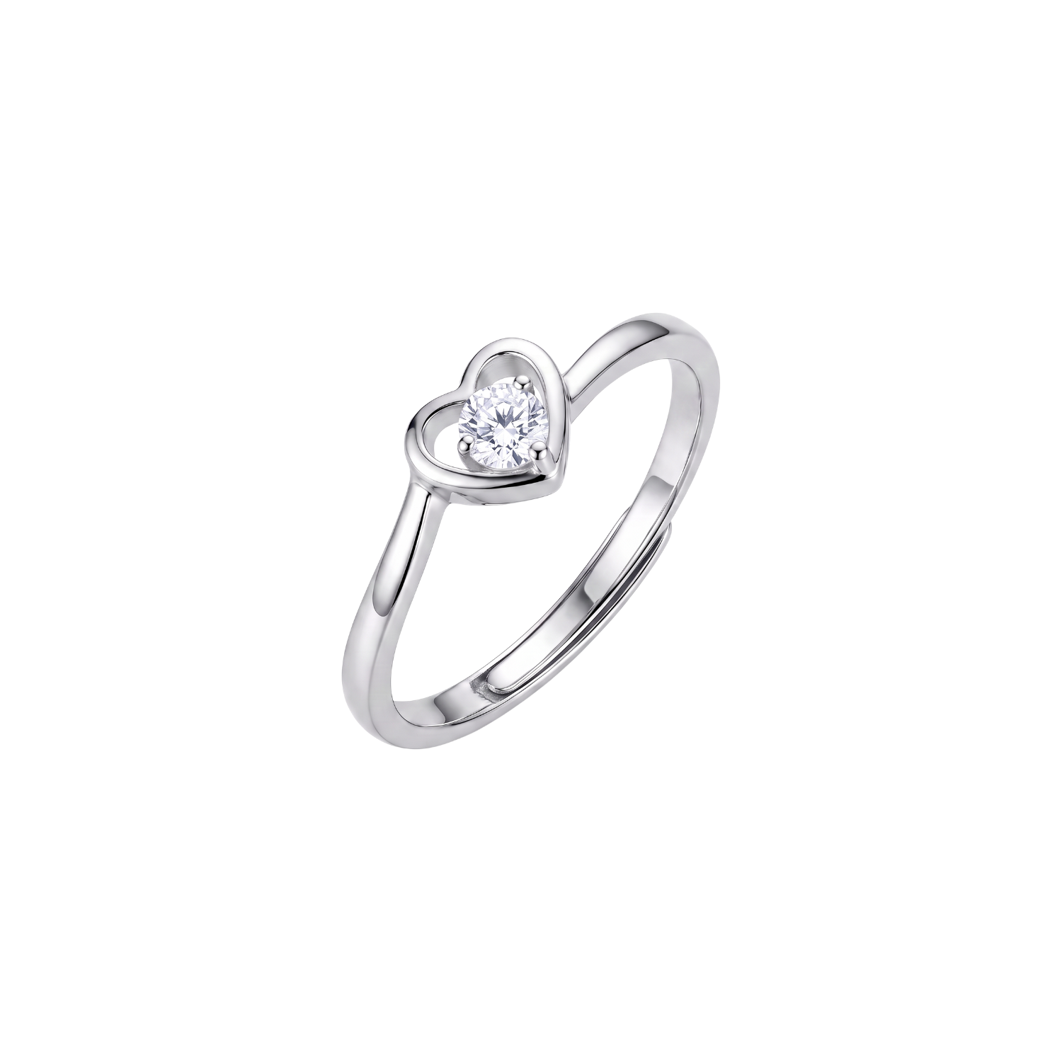 Anillo de Plata Esterlina 925 Corazon Ajustable Circon 1