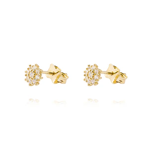 Aros de Oro 14kt Copo Circonita Brillante