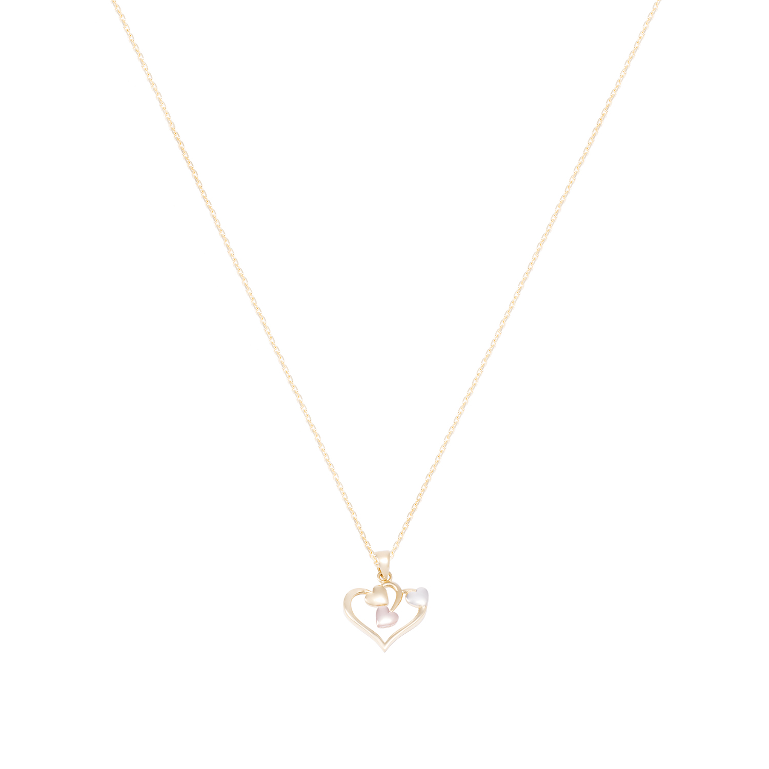 Colgante Oro Bicolor 18kt Cuatro Corazones 3