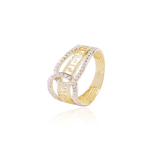 Anillo de oro 18kt Circón 1/2 Mex Cruzado