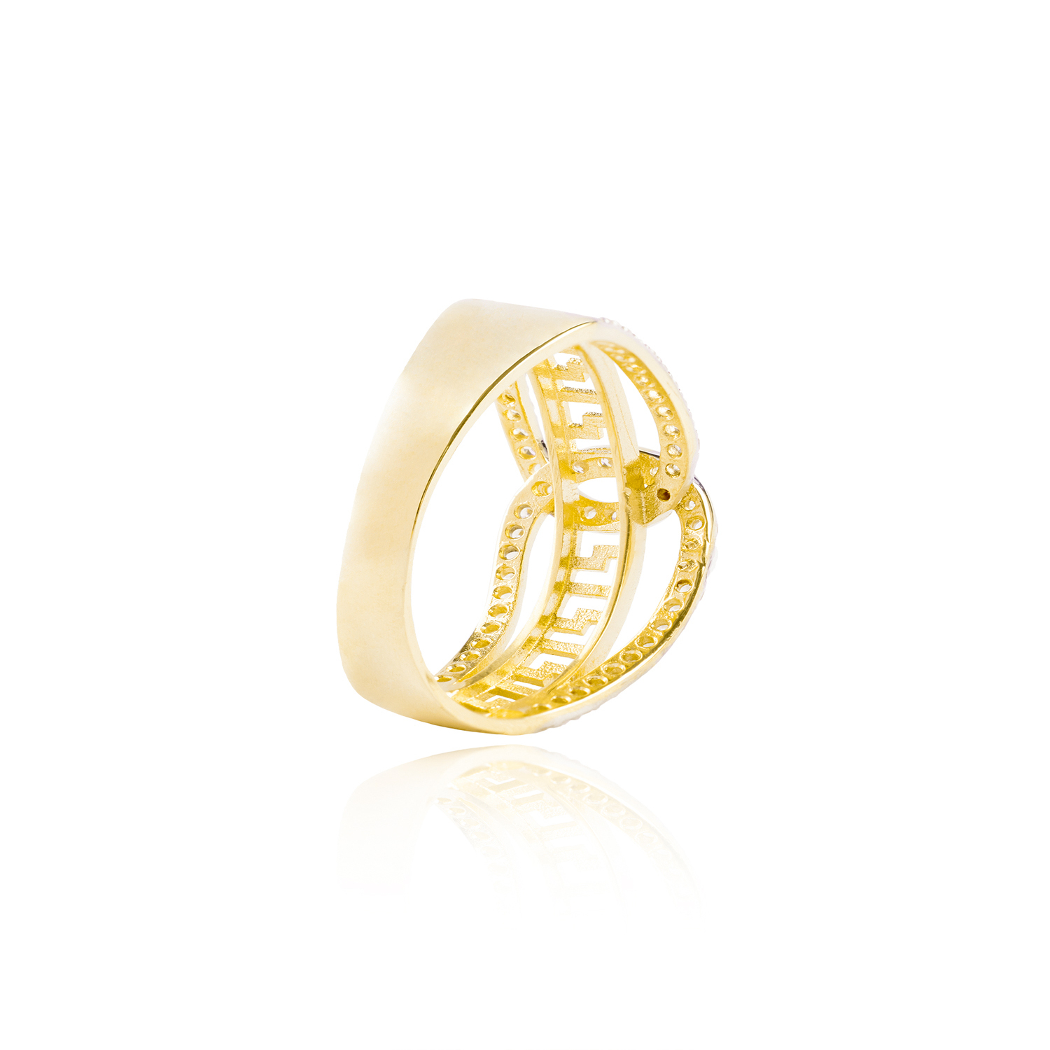 Anillo de oro 18kt Circón 1/2 Mex Cruzado 2